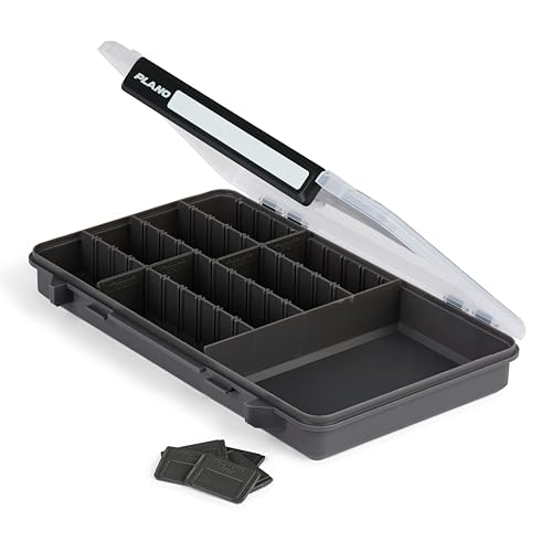 Plano StowAway 3600 50/50 Split Stow Tackle Box, 4-Pack, Corrosion-Preventive Rustricor, Single Latch Design, Transparent DuraView Lid, Stackable Storage for Fishing Bait, Lures and Gear - size: 3700 50/50 Split 4-Pack, style: New Model