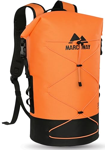 MARCHWAY Floating Roll Top Dry Bag, Flexible Lightweight TPU Waterproof Backpack 20L/30L/40L with Padded Straps for Boating, Kayaking, Swimming, Hiking, Beach (Orange, 20L) - color: Orange, size: 20L