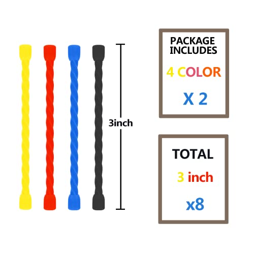 8Pcs 3-inch Silicone Cable Ties Reusable Steel-Core Silicone Twist Colorful Cable Tie Straps for Bundling and Organizing, Bendable Holder Strap for Indoor and Out All Purpose,4 Colors - color: 3-inch(8pcs)