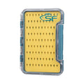 SF Slim Fly Fishing Box Thin Trout Flies Storage Box Plastic Clear Lid Yellow Silicone Waterproof Fly Fishing Box Small - style: Small-1Pack