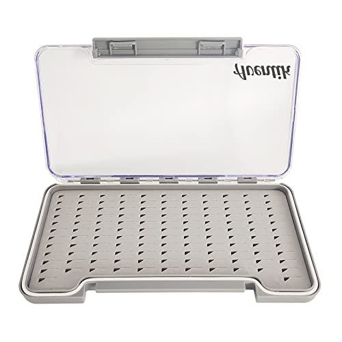 Waterproof Fly Fishing Boxes Super Slim Transparent Fishing Tackle Storage Easy Grip Foams Multi Magnetic Compartments Fishing Tackle Storage Trays 7.36"X4.02"X0.63"(Grey-H046LB) - color: Grey-LB