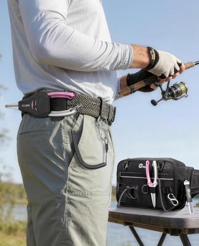 CVLIFE Fishing Pliers, Saltwater Hook Remover Kit, 7.5 Inch Aluminum Split Ring Pliers for Fishing with 17-4 PH Stainless Steel Jaws, Sheath, Tungsten Cutters Hook Sharpener & S-Carabiner - color: Pink