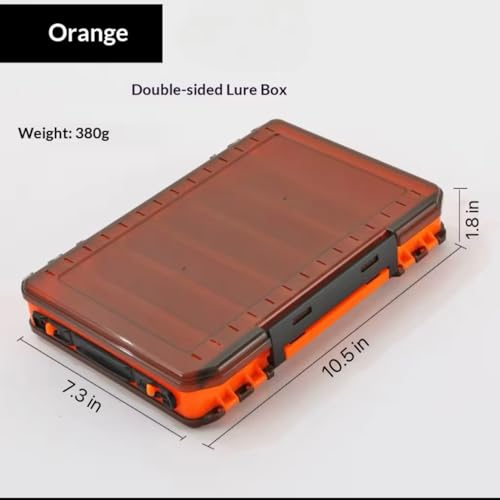 4 Packs- Double Sided Fishing Lure Boxes - 14 Compartment Large Lure Storage Box for Crankbait Squid Jig Fishing Tackle Organizer - color: Orange and Green