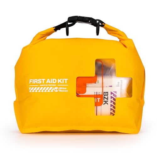 RHINO RESCUE Waterproof Boat First Aid Kit, Lightweight Boat Accessories Dry Bag, Emergency Marine Survival Supplies for Outdoor Kayak, Fishing, Floating, Swimming, Beach & Camping (Yellow) - color: Yellow
