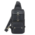 Genuine Leather Sling Bag for Men Women Shoulder Backpack Satchel Crossbody Chest Casual Outdoor Daypack - color: #03black