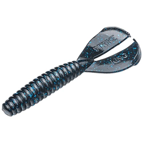 Strike King Rage Twin Tail Menace Grub, 4 Inch, 8 Pack, Bass Lure, Double Tail Grub, Fishing Soft Plastic Lures - color: 2 - Black / Blue