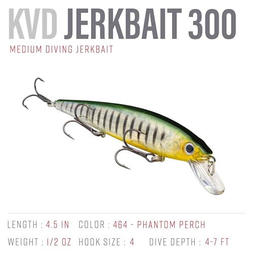 Strike King KVD Jerkbait 3 Hook - color: Phantom Perch, size: 4.75 inch (Pack of 1)