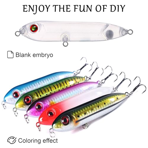 20pcs/25pcs Fishing Blanks Lures Kit Fishing Topwater Unpainted Swimbait Unpainted Crankbaits Hard Baits DIY Lure for Bass Salmon Trout Saltwater and Freshwater - color: 20PCS 4.13″/0.37oz
