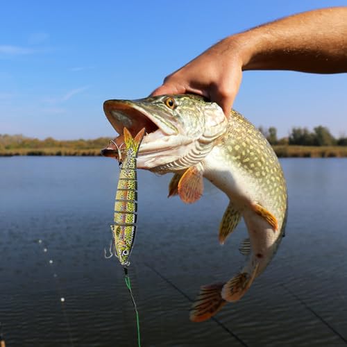 Multi Jointed Swimbait Saltwater Fishing Lures with Sharp Treble Hooks, Bass Fishing Lures Walleye Trout, Lifelike Slow Sinking Fish Bait Lures Kit Freshwater - color: 6 Colors-Mixed