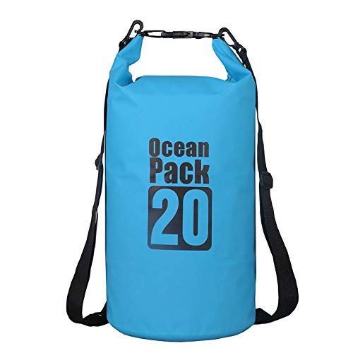 2L/3L/5L/10L/15L/20L/30L 500D Tarpaulin Heavey-Duty PVC Water Proof Dry Bag Sack for Kayaking/Boating/Canoeing/Fishing/Rafting/Swimming/Camping/Snowboarding - color: Light Blue, size: 20L