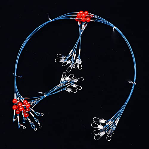 YOTO Fishing Leaders,Saltwater Tackle Rig with Swivels Snap, High-Strength Fishing Wire Gear Equipment for Lures Bait Or Hooks,1Arm and 2Arm - color: Blue Stainless Steel Leaders, style: 2arm，24pack