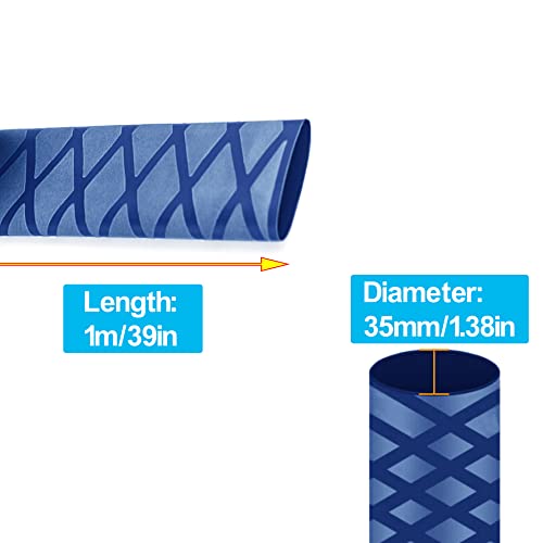 Heat Shrink Wrap Tubing Sleeve for Fishing Rod Grip Handle Cork X-Tube with Non-Slip Insulation Blue (Diameter 35mm, Length 39in) - color: Blue, size: Diamter:35mm Length:39in