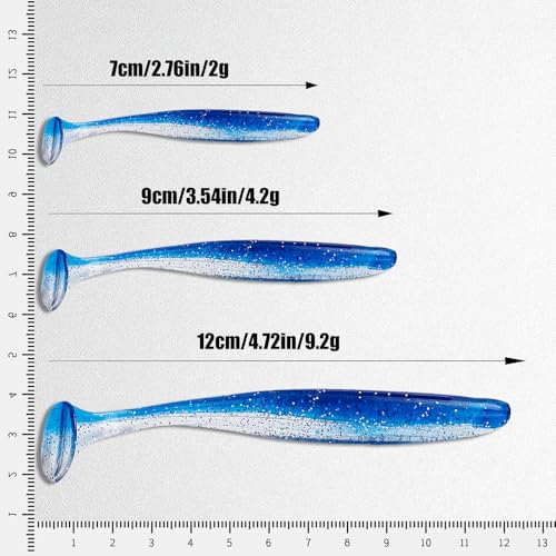 Paddle Tail Swimbaits FS/RE-10 | for Bass Fishing,14 Colors ,Fishing Lures with Flash Blade,Freshwater Saltwater ,Bass Bait,for Trout Catfish Pike - color: Color G, size: 9cm,50pcs