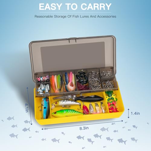 WITOROR Fishing Lures, Tackle Box with Tackle Included, Crankbaits, Soft Plastic Baits, Hooks, Weights & Fishing Accessories, Freshwater Fishing Gear Kit for Bass, Trout, Walleye & Beginners - size: 144pcs Basic Kit