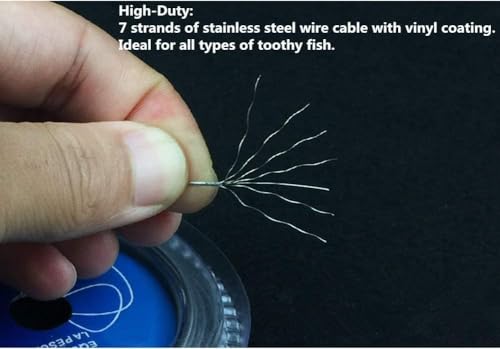 10LB-200LB Fishing line Wire Leader Vinyl Coated Stainless Steel Trace Lures Leader Wire 10 Meter,with 20pcs Crimps Sleeves,Black & Silver Select - size: 10LB