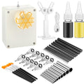 39 Pcs Fishing Rod Repair Kit, Include Fishing Rod Wrapping Winding Machine Rotator Set, 10 Top Guides 10 Repair Tubes 10 Carbon Fiber Inserts 2 Epoxy Glue 5 Paintbrush Rods Building Tool