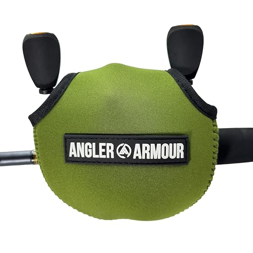 Angler Armour Baitcast Reel Cover | Baitcaster Sleeve | Fishing Reel Pouch | Low Profile Baitcasting Reel Protector | Neoprene Reel Case | 50 100 200 Series Baitcast Covers - color: Olive Green