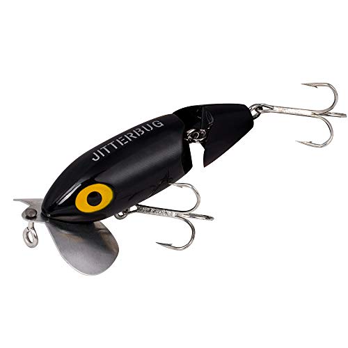 Arbogast Jitterbug Topwater Bass Fishing Lure - Excellent for Night Fishing - color: Black, size: 3 1/2", 5/8 oz
