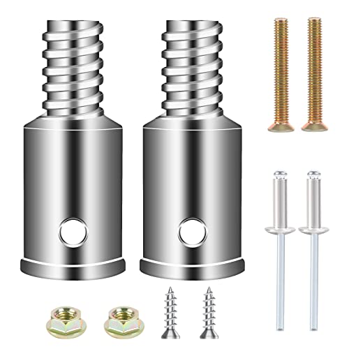 2 Pcs Threaded Tip Replacement,Ultra Threaded Tip Repair Kit Metal Threaded Handle Tips for 1" Wood or Metal Poles Handle Replacement Extension Pole Adapter for Mop,Broom,Household Cleaning Tools