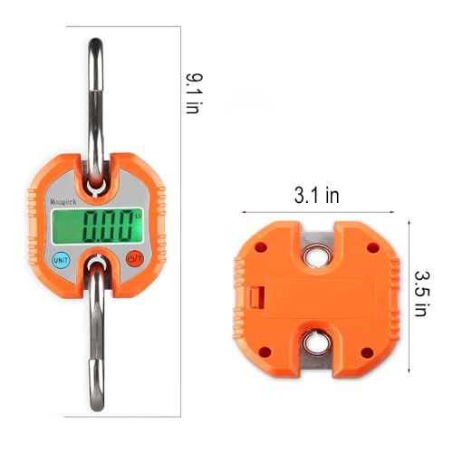 Digital Hanging Scales 300 lb 150 kg Mini Crane Scale Portable Heavy Duty Scales 2 AAA Batteries(Not Included) (Orange) - color: Orange