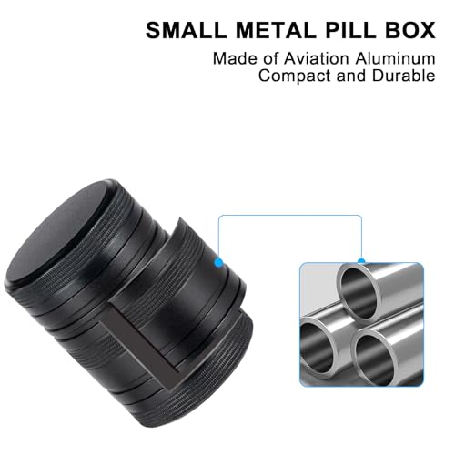 Pill Box 2 Times a Day - Metal Pill Case, Portable Daily 2 Compartment Pill Container, Waterproof Travel Aluminum Pill Holder for Fish Oils, Vitamin, Fish Oil, Supplements - color: Black, size: Medium-Short