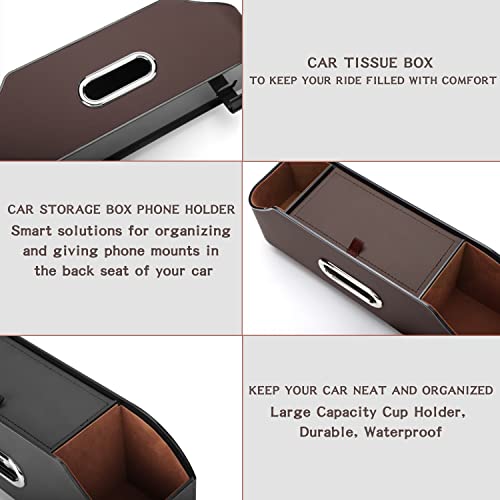 Car Seat Back Organizer - Stylish & Functional Storage for Family Adventures - Cup Holders, Tissue Box & Hooks - Perfect for Kids, Road Trips & Travel (Brown) - color: Brown