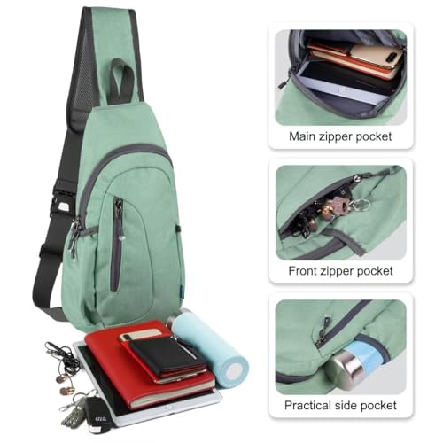 TITECOUGO Small Sling Bag, Lightweight Crossbody Backpack for Men Women, Shoulder Bag for Sports and Outdoor - color: Z1-canvas, Aqua Geen