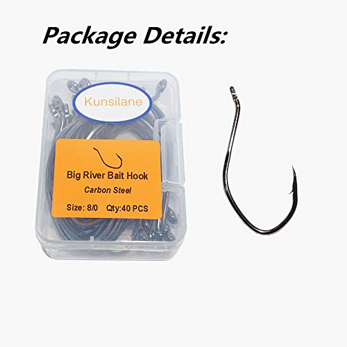 Catfishing Hooks Big River Bait Hook 25/50/100pcs, Fishing Hooks for Saltwater Freshwater,Catfish Striper Flathead Carp Bass 1# 1/0 2/0 3/0 4/0 6/0 8/0 10/0 - size: 40PCS 8/0