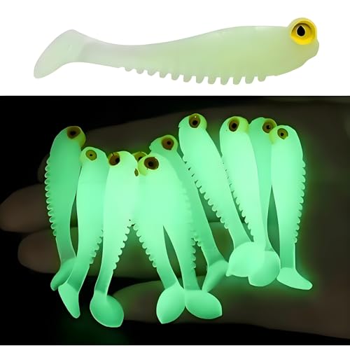 10Pcs Glow in The Dark Fishing Lures, Soft Plastic Swimbaits for Freshwater or Saltwater Use, Walleye Fishing Lures for Night Fishing Bass, Crappie, and Trout - color: Multi-colored