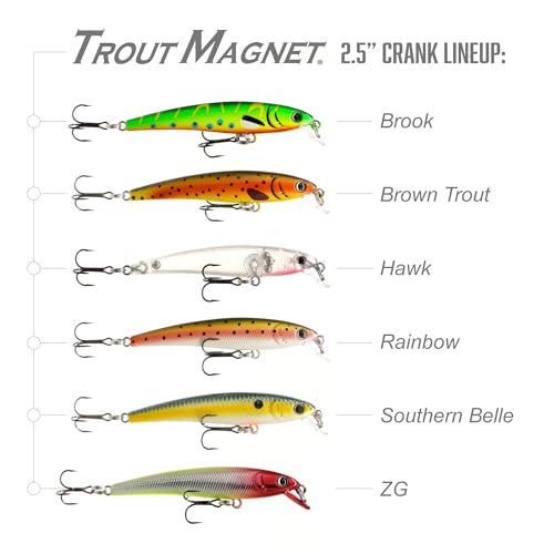 Trout Magnet Trout Crank Top Water Fishing Bait, Runs 2-4 Feet Depth with Small Rattles for High Effectiveness, Great Fishing Lure for Freshwater - color: ZG, size: 2.5"