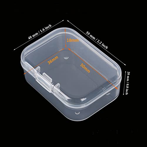 LJY 100 Pieces Rectangular Empty Mini Clear Plastic Organizer Storage Box Containers with Hinged Lids (2.2 x 1.6 x 0.8 inch, Transparent) - color: Transparent, size: 2.2 x 1.6 x 0.8 inch