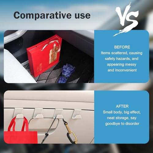 4 PCS Car Co-Pilot Glovebox Hooks, Hanger Storage Organizer for Cars, Co-Pilot Glove Box Purse Hook, Universal for Most Cars (White) - color: White