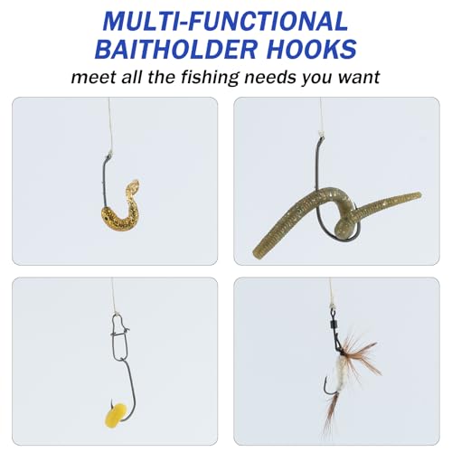 Dr.Fish 100 Pack Baitholder Hooks Freshwater Fishing Hooks, Down Eye, Offset, Walleye/Trout/Crappie/Panfish/Bluegill Saltwater Fishing - size: #1-100 Pack