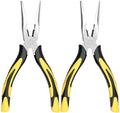 Premium Long Needle Nose Pliers-8’’, Paper Clamp Precision, High Carbon Steel, Soft Grip with Wire Cutter, Long Nose Cutting Pliers for Home, Fishing, Jewelry, Crafts,2pcs - style: Two-8in