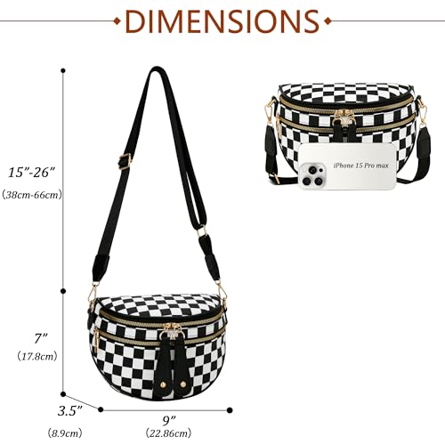 KKXIU Crossbody Sling Bag for Women Trendy Fanny Pack Vegan Leather Chest Bag | Trendy - color: 2-black