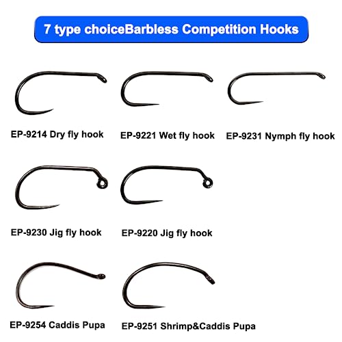 Eupheng 100pcs Plus Best Barbless Competition Fly Fishing Hook Collection, Dry Nymph Strimp&Pupa, Pupa jig Fly Hooks High Carbon Competition Hook - color: Nymph Fly Hook EP-9231, size: 14#