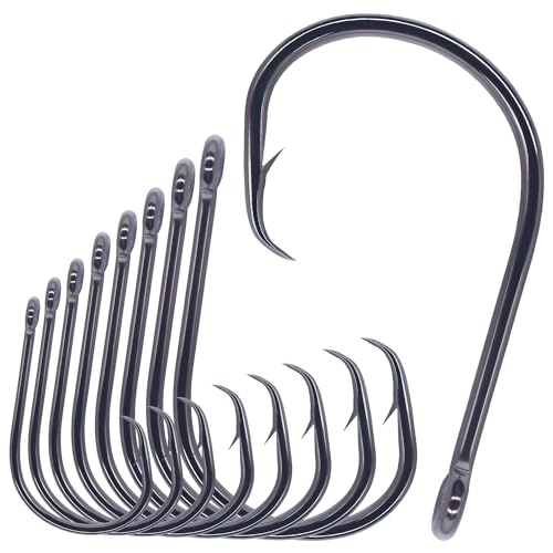 LURELINK-Inline-Circle-Hooks-Saltwater-for-Catfish-Bass-Octopus-Hooks-Fishing-Hook-Freshwater 50 Pack - color: Black, size: 4/0 50-Pack