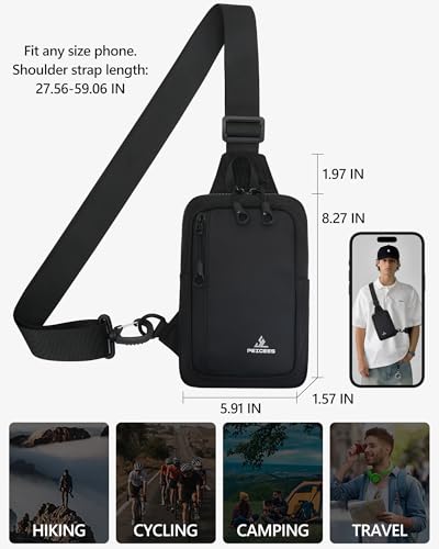 Peicees Small Crossbody Sling Bag Chest Bag Dual Pocket Water Resistant Fanny Pack Running Phone Holder for Men Women Workout Travelling, Dark Blue - color: Dark Blue