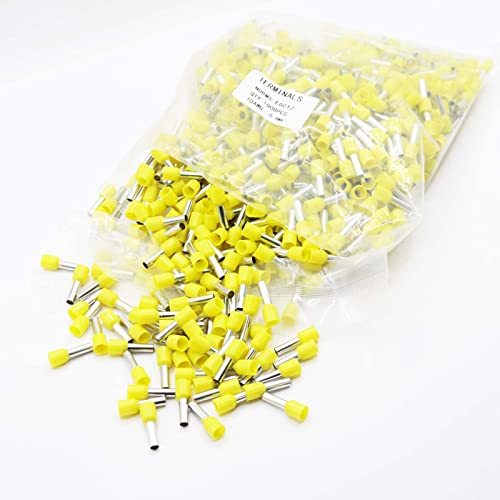 Fidioto 1000pcs Wire Ferrules Terminals Kit, AWG 10 Terminal Connector Wire Insulated Cord Pin Ends Terminals for Electric, Industrial, Chemical Industry, Power Control System, etc. - color: Yellow, size: 10AWG