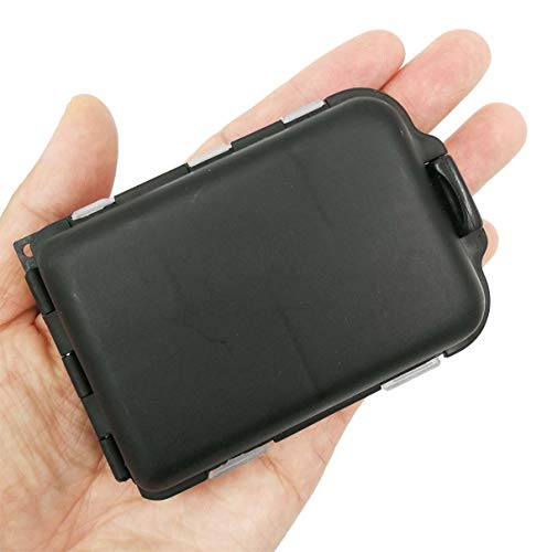 2x Small Hard Fishing Tackle Box Portable Case Hooks Lure Baits Storage Box Containers For Storing Swivels Jigs Hooks Sinker,10 Compartments (Black) - color: Black