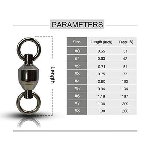 Fishing Barrel Swivels Saltwater Small Ball Bearing Swivel Heavy Duty Stainless Steel Swivels Freshwater Fish Tackle - size: Size5 (134lb) 40 Pack