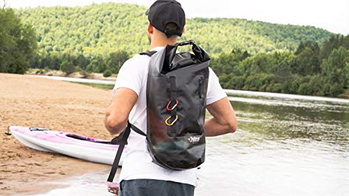Pelican ExoDry 30L Large Drybag - Waterproof - Backpack-Type Shoulder Straps - Thick & Lightweight - Roll Top Compression - Keeps Gear Dry for Kayaking, Rafting and Fishing - Black - size: 30L
