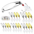 Jigging Spoon Fishing Lures 20/40PCS Kit – Metal Casting Spoon Lure Set with Treble Hooks, Mixed Sizes Spinner Baits for Saltwater & Freshwater Trout, Salmon, Bass - color: Silver, Gold, size: Mixed Size 20PCS
