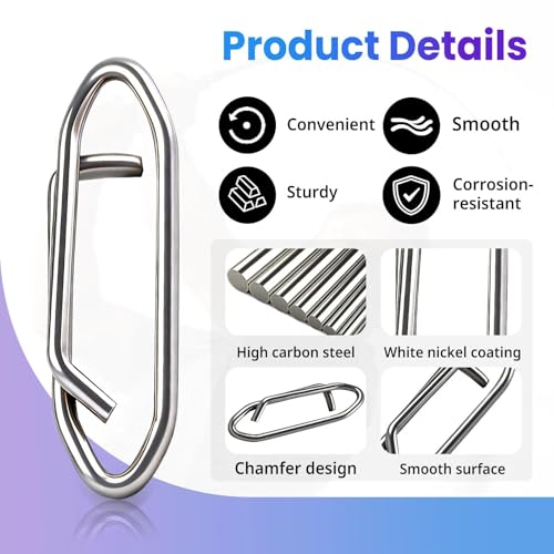 Power Fishing Clip - Fishing Speed Clips 50Pcs Stainless Steel Quick Change Connector,Link Split Rings Snaps for Lures Saltwater Size S# M# L# - size: M#_50pcs_A