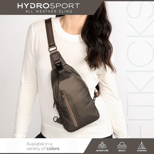 FITKICKS Hydrosport All Weather Sling Bag Unisex Crossbody Travel Hiking Chest Bag - color: Army