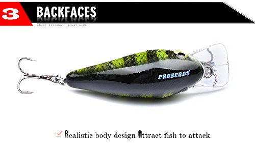 PROBEROS Crankbaits Set Fishing Lure Hard Baits Swimbaits Boat Ocean Topwater Lures Kit Fishing Tackle Hard Baits Set for Trout Bass Perch Fishing Topwater Lures Set - color: 407-0.44oz/3.0inch-6pcs