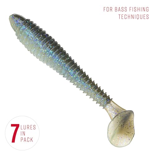 Strike King Rage Swimmer Fishing Lure, Soft Plastic Paddletail Minnow, Sleek Nose Cone, Softly Ribbed Body, Thin Tail