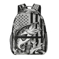 Camo Bass Fishing Laptop Backpack, 15.6" Lightweight Hiking Backpack Travel Outdoor Business Casual Daypack for Work College - color: Bass Fish