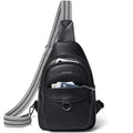 LATMAP 7L Sling Bag for Women Men Crossbody Belt Bag Small Travel Sling Backpack Anti Theft Chest Daypack Purse Faux Leather - color: Black