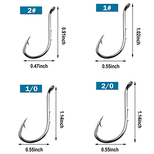 Octopus Baitholder Fishing Hooks, Sharp Barbed Beak Fish Hooks Black High Carbon Steel Circle Jig Hook, Size: 8# - 6/0, 50/100pcs - size: 5/0-100PCS